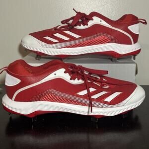 Adidas Men's Icon 6 Bounce‎ Red White Baseball Metal Cleats FV9354 Men's Size 15